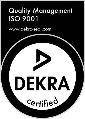 das Dekra ISO 9001 Siegel in schwarz weiß